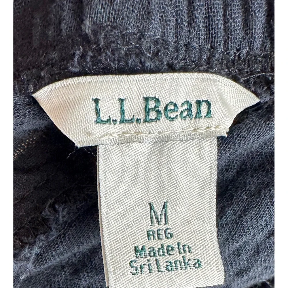 LL Bean Black Double Gauze Cotton Crinkle Pull On Shorts Women's Size M